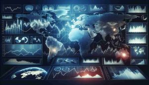 Generate a high-definition, realistic photo featuring diagrams and charts displaying global stock market trends. The image should include diverse geographical references, symbolizing various stock markets around the world. Different graphs with rising and falling trends should be showcased to represent the unpredictability of these markets. In the background, include a detailed world map that subtly anchors these economic trends in their respective geographical locations.