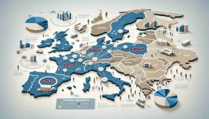 Illustrate a realistic, high-definition concept map showcasing Costco's strategic expansion plans in Europe. The map should include multiple European countries, and use interconnected lines and symbols to represent potential locations for new stores. Also, incorporate bar charts or pie charts to reflect anticipated growth. This concept map should have a corporate style, with neutral colors dominating the scene and clear, professional fonts labeling each element. Please note this is a fictional scenario and does not represent actual Costco expansion plans.